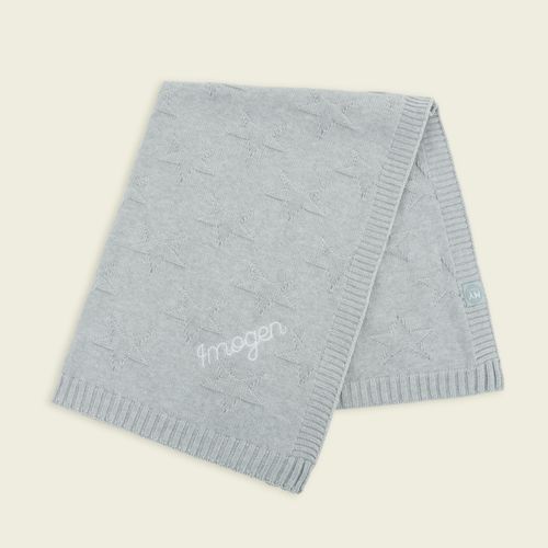 Personalised Grey Star Jacquard Blanket