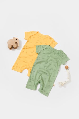 2 Pcs Short Sleeve Rompers Organic Cotton Printed Modal Collection