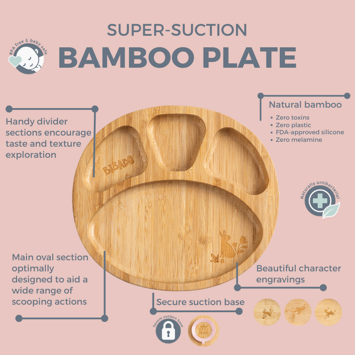 Bamboo Suction Divider Plate