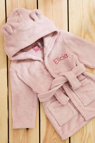 Personalised Fleece Robe Pink With Ears