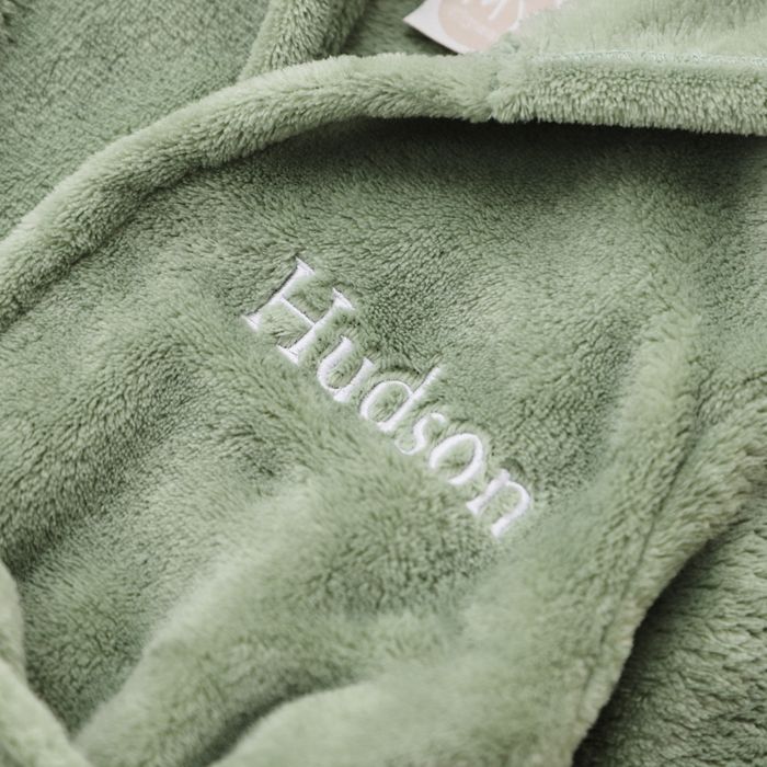 Personalised Fleece Robe Sage With Ears