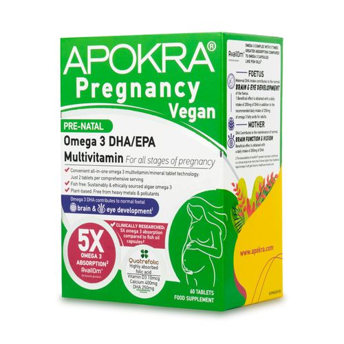 APOKRA Vegan Pregnancy Pre-Natal Omega 3 Multivitamin Tablets