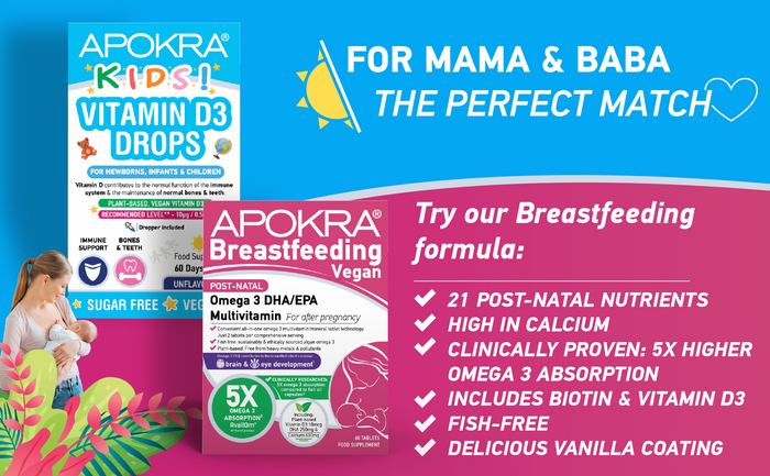 APOKRA Vegan Breastfeeding Post-Natal Omega 3 Multivitamin Tablets