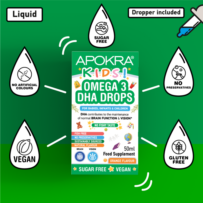 APOKRA Kids Vegan Omega 3 DHA Drops