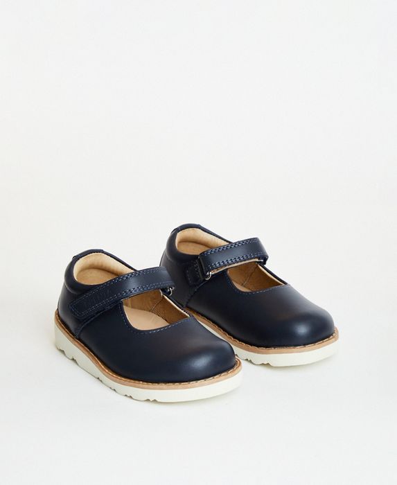 Aurora Navy Leather Girls Kids Shoe