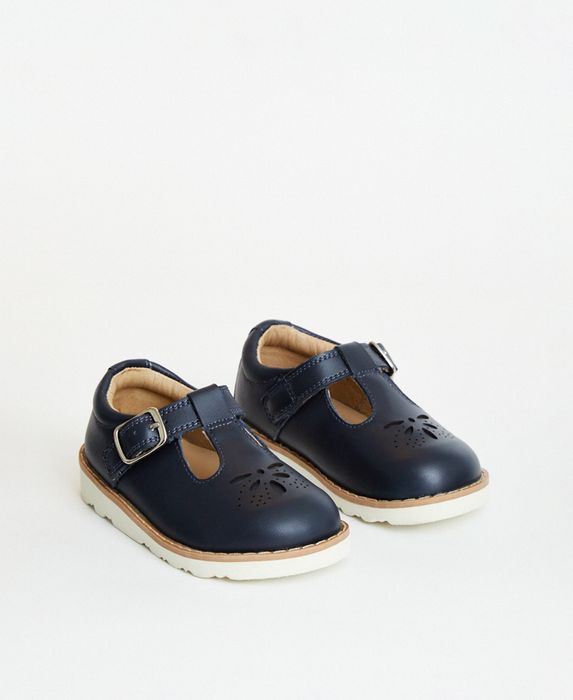Luna Navy Leather Girls Kids Shoe
