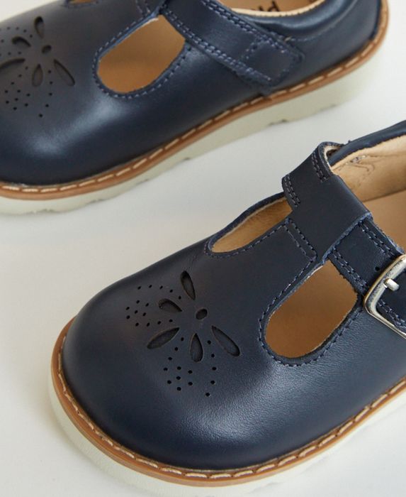 Luna Navy Leather Girls Kids Shoe