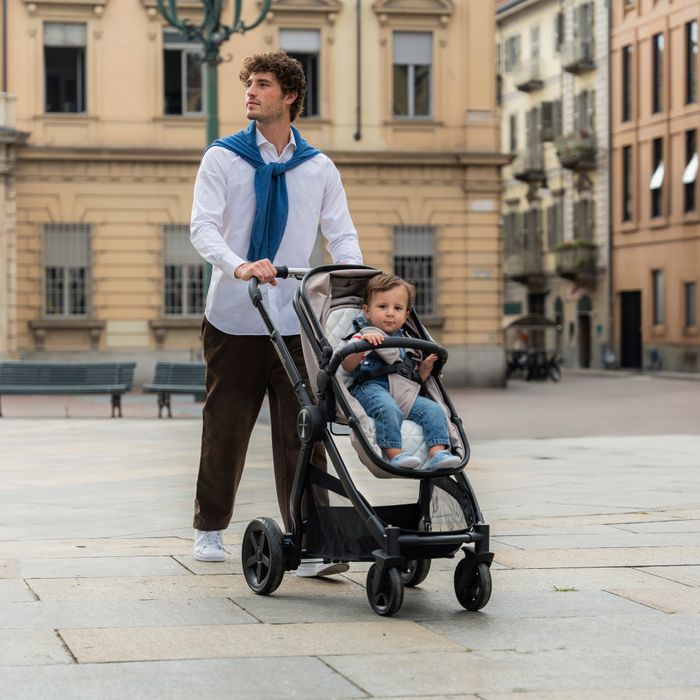 Panorama XTi by Babylo Travel System Bundle with 2-in-1 Seat and R129 Car Seat Almond
