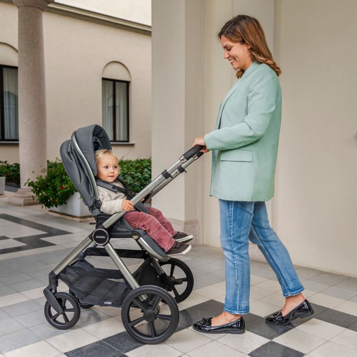 Zummi Zenith Travel System Bundle 3-in-1 with R129 Car Seat Pebble
