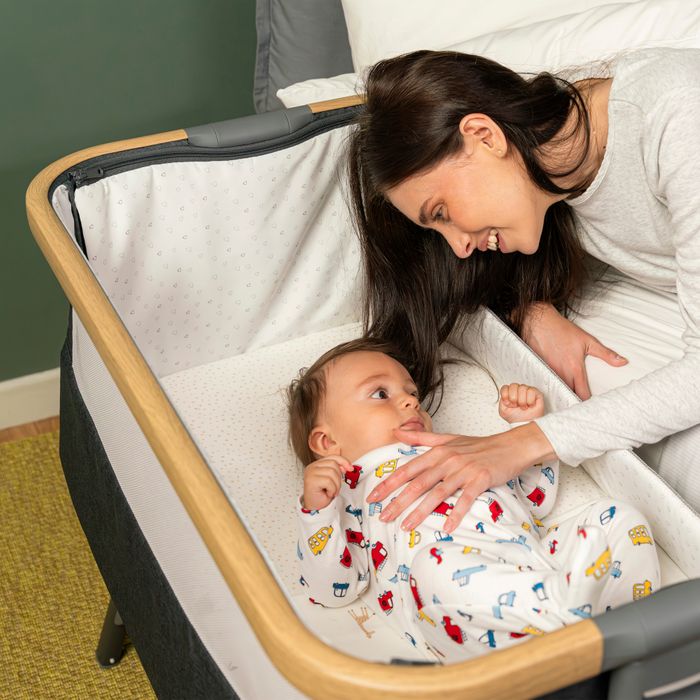 Tutti Bambini CoZee Bedside Crib Lite Dark Grey and Oak