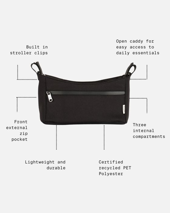 ODIN Eco Stroller Caddy with built in stroller clips - black