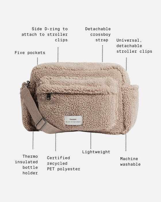 FREYA Eco Oversized Stroller Organiser with Stroller Clips - Beige