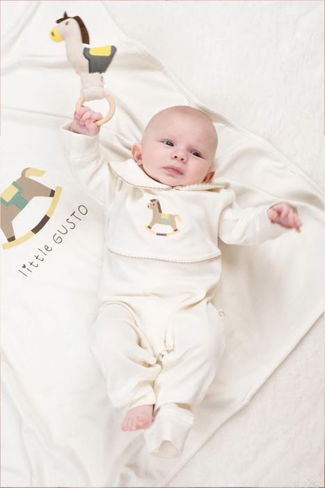 Organic Cotton Collared Romper – Playtime Foal Embroidered