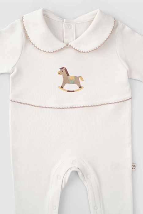 Organic Cotton Collared Romper – Playtime Foal Embroidered