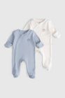 2-Pack Organic Cotton Footed Romper Set with Fold-Over Mittens