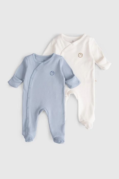 2-Pack Organic Cotton Footed Romper Set with Fold-Over Mittens