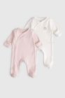 2-Pack Organic Cotton Footed Romper Set with Fold-Over Mittens