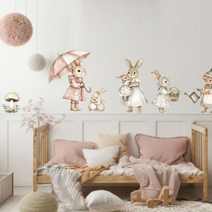Pink Rabbit Wall Sticker Set