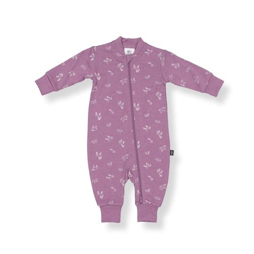 Merino wool zip-up footless onesie