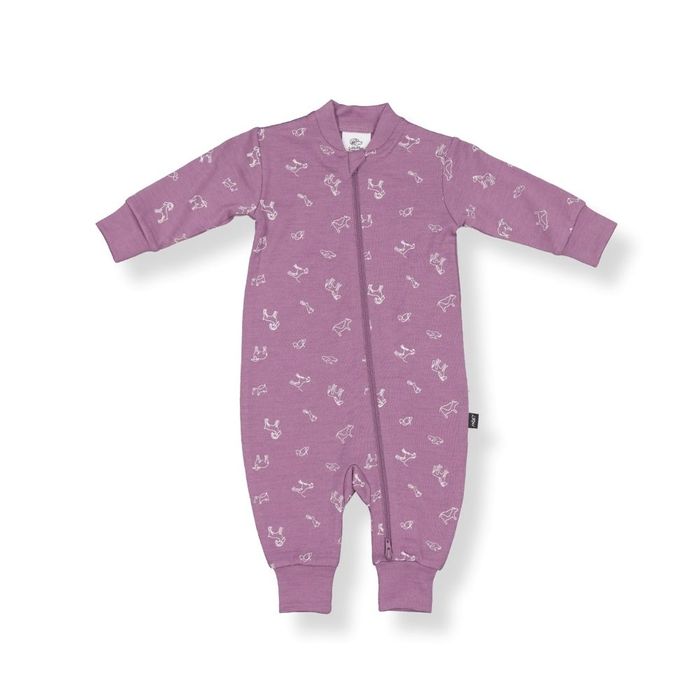 Merino wool zip-up footless onesie