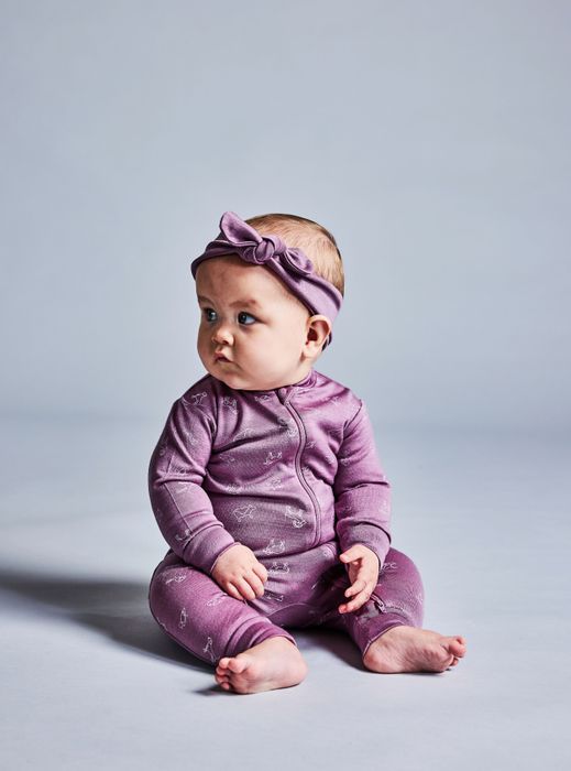 Merino wool zip-up footless onesie