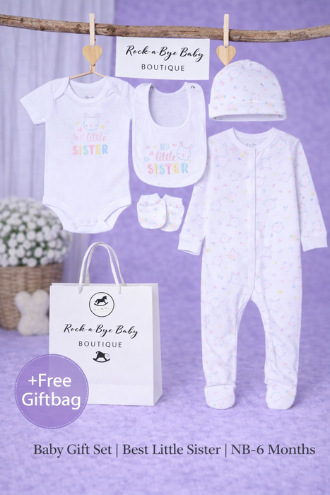 Luxury Newborn Baby Gift Set – “Best Little Sister” (NB–6 Months) - NK05