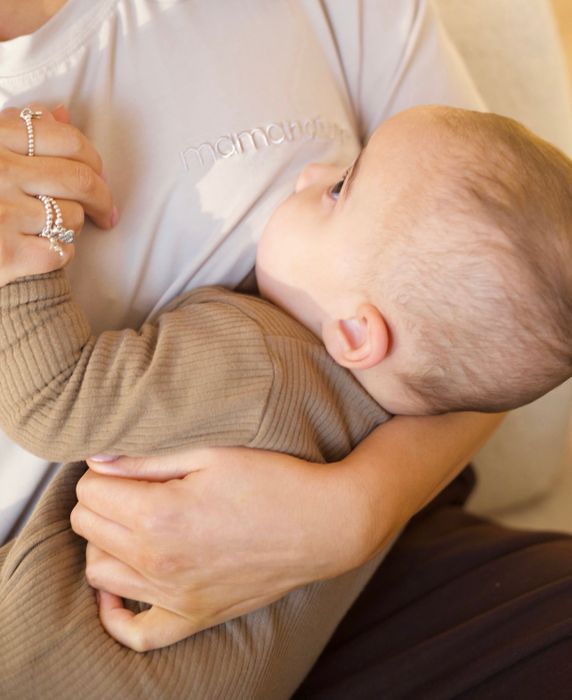 Mama Nature Lounge Nursing Top - Dual Zip Breastfeeding T-Shirt (Oat Beige)