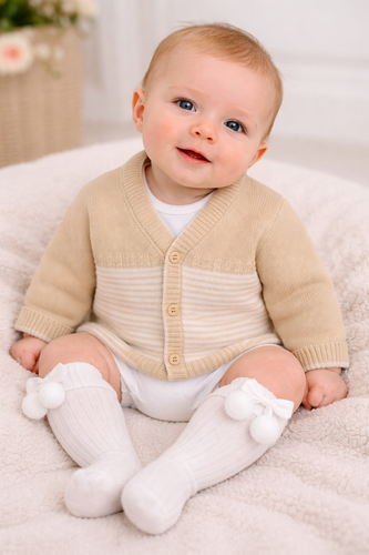 Spanish Baby Boy Beige Cardigan – Classic Knit