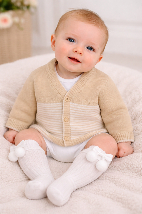 Spanish Baby Boy Beige Cardigan – Classic Knit