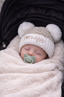 Luxury Baby Hat Set – “I Love Mummy & Daddy” Pom Pom Hats