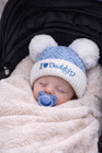Luxury Baby Hat Set – “I Love Mummy & Daddy” Pom Pom Hats