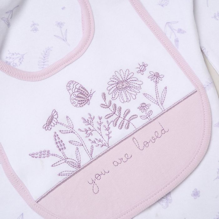 Newborn 5 Piece Baby Gift Set with Gift Bag – Lilac Floral Design