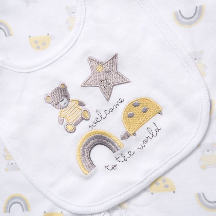 5-Piece Newborn Baby Gift Set – Safari Rainbow Print Sleepsuit & Bodysuit