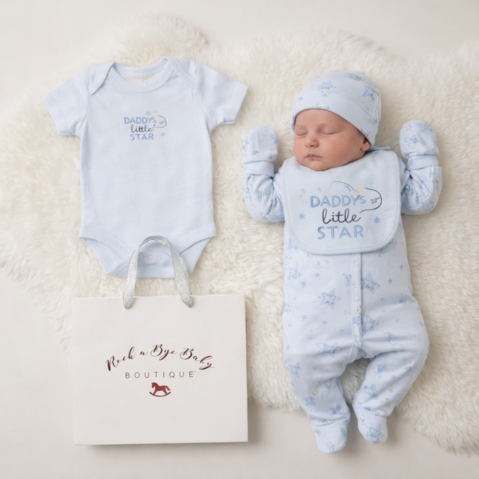 5-Piece Baby Boy Gift Set – “Daddy’s Little Star” Newborn Outfit