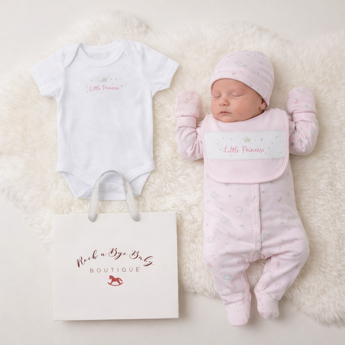 5-Piece Baby Girl Gift Set – “Little Princess” Newborn Outfit