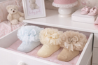 Newborn Baby Girl Socks with Lace Frill & Bow – 3 Colour Options