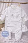 5-Piece Neutral Baby Gift Set – Elephant “Little One” Newborn Outfit