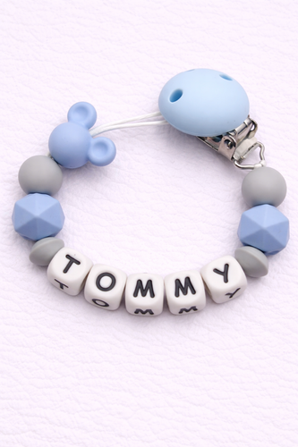 Personalised Pacifier Clips – Baby Name Dummy Holders with Silicone Beads