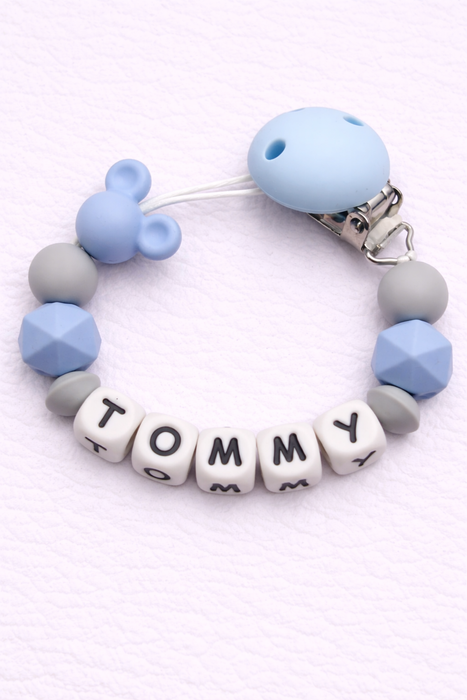 Personalised Pacifier Clips – Baby Name Dummy Holders with Silicone Beads