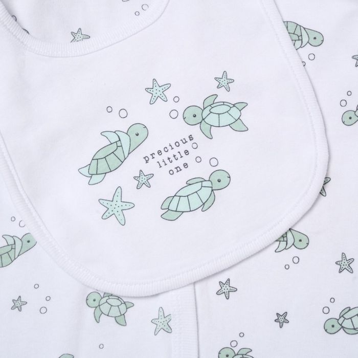 5-Piece Newborn Baby Gift Set – Turtle Print Sleepsuit & Bodysuit