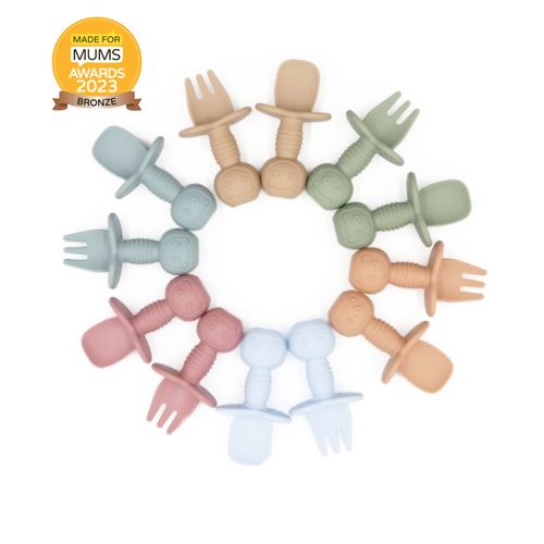 Buy BLW Essentials' award-winning silicone training cutlery and save 30% on our stage 2 toddler cutlery