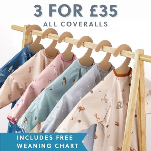 3 Coverall Weaning Bibs for £35 - 41% off!