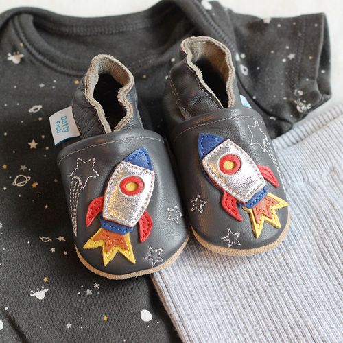 Blast Off Space Rocket Soft Leather Baby Shoes