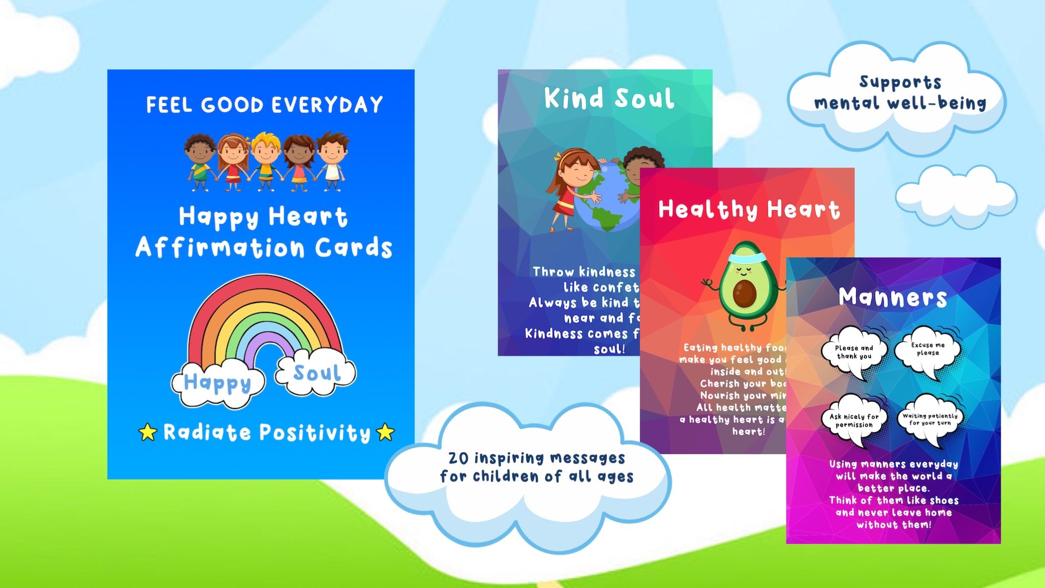 2 x Happy Heart Cards