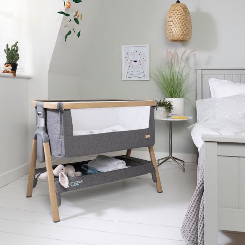 CoZee Bedside Crib - Oak and Charcoal