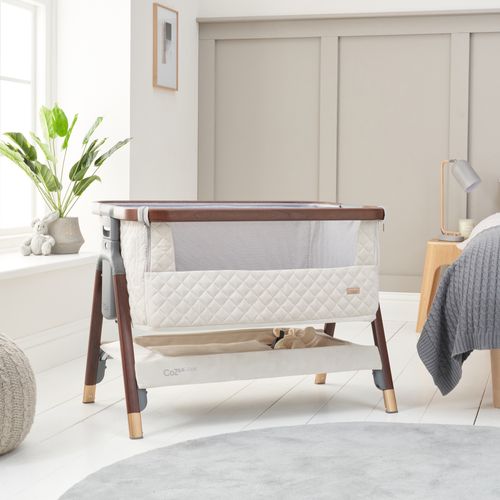 CoZee Luxe Bedside Crib - Walnut & Cream