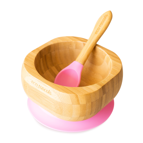 Bamboo suction bowl and spoon set - £13