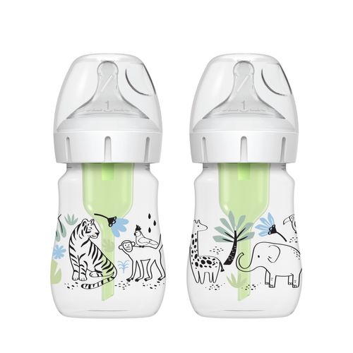 Dr Brown’s Anti-Colic Options+ Wide-Neck Baby Bottle, 5oz/150ml, 2-Pack - Designs