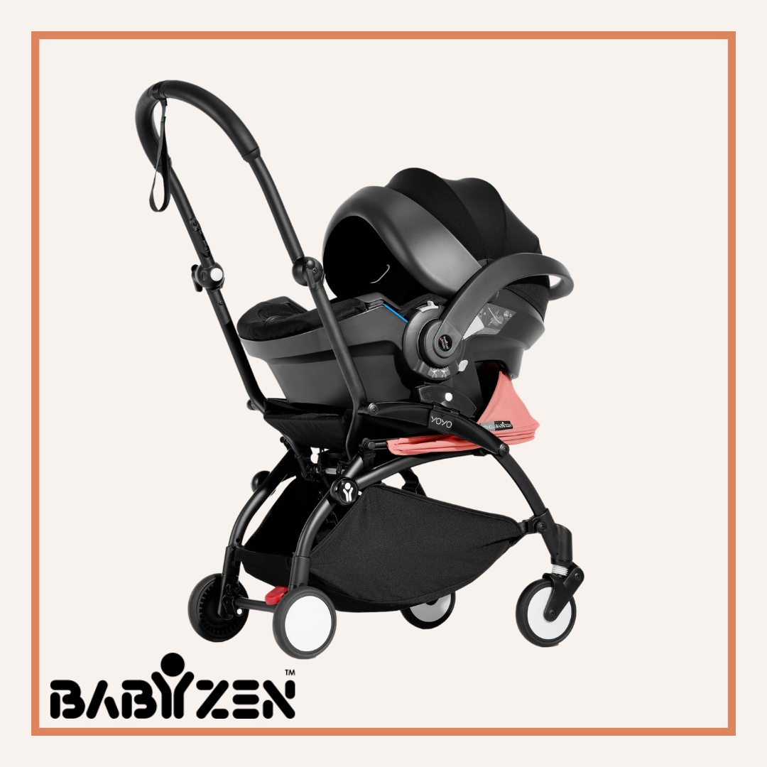 Babyzen YOYO2 Frame + Bassinet, Black - Includes Thick Double Mattress,  Ventilated Shell & Canopy