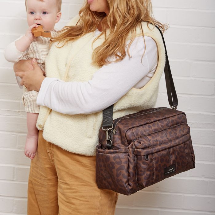 FREYA Eco Oversized Stroller Organiser with Stroller Clips - Chocolate Leopard